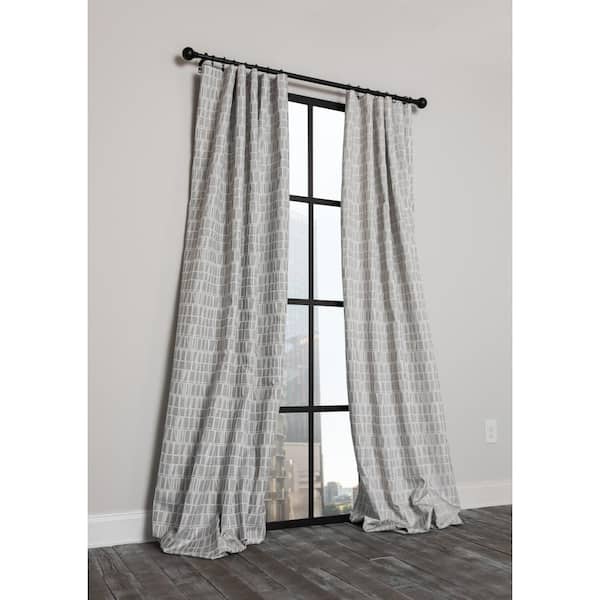 Manor Luxe Gray Geometric Thermal Rod, Gray Blackout Curtains