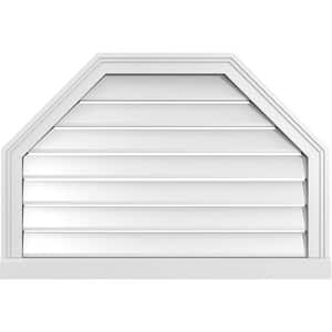 32" x 22" Octagonal Top Surface Mount PVC Gable Vent: Functional with Brickmould Sill Frame
