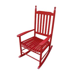 Wood Indoor Outdoor Rocking Chair, Wooden Furniture Adults Rocker for Porch Balcony Garden, Red (Set of 1)