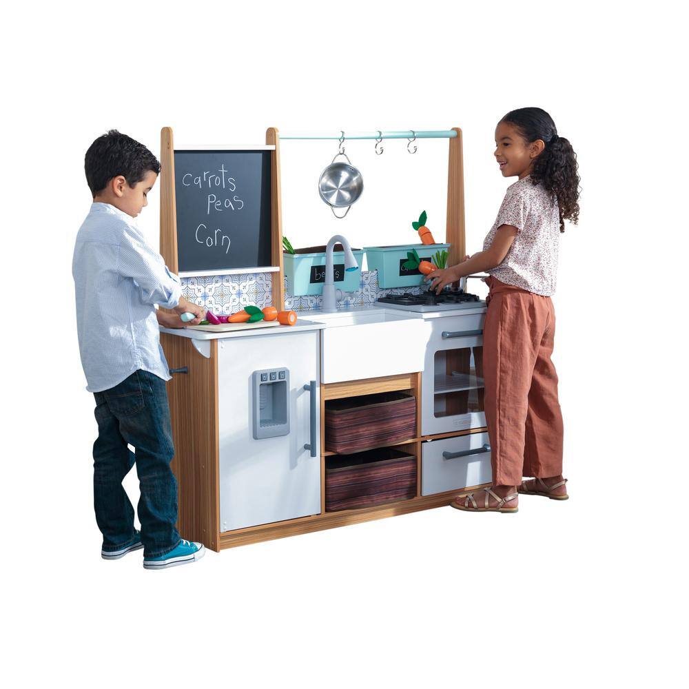 Farmhouse White and Wood Play Kitchen with Accessories