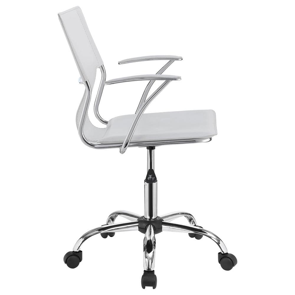 White Leather Swivel Task Chair with Chrome Base
