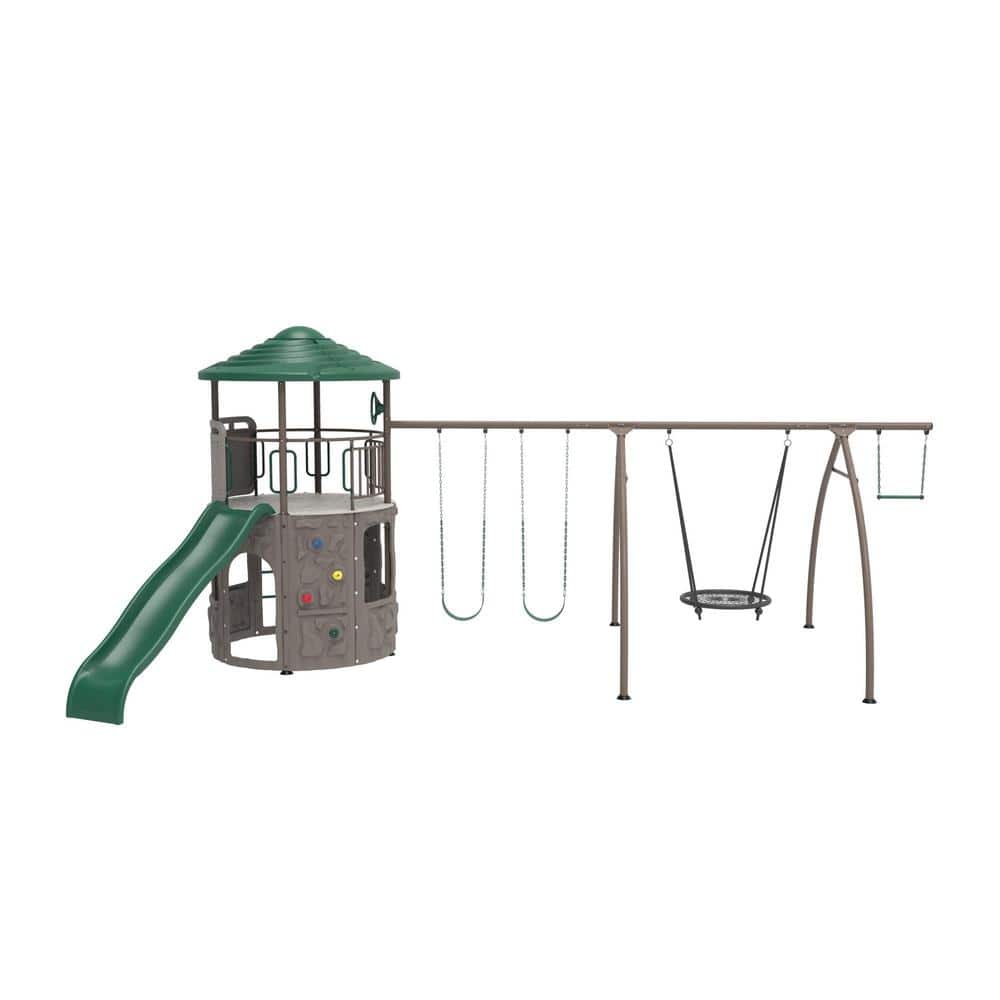 Lifetime Adventure Tower Swing Set with Slide and Climbing Wall