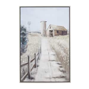 1- Panel Landscape Barn Framed Wall Art with Silver Frame 48 in. x 32 in.