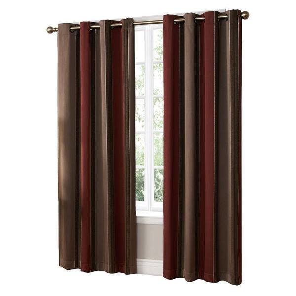 Unbranded Semi-Opaque Woodland Brick Grommet Curtain, 84 in. Length-DISCONTINUED