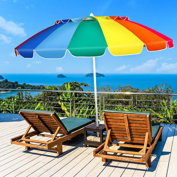 Gymax 8 ft. Beach Umbrella Outdoor Patio Garden with Carrying Bag