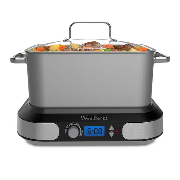 West Bend Deluxe 6 qt. Silver Versatility Slow Cooker 87966 - The Home Depot