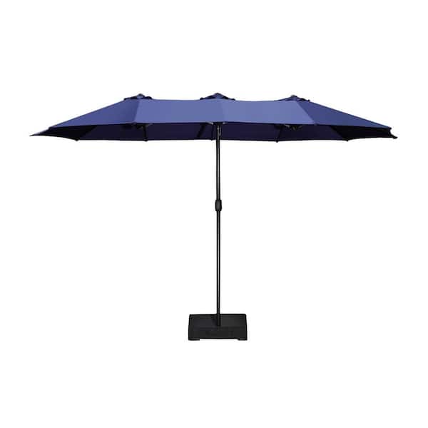 maocao hoom 15 ft. x 8.5 ft. Large Double-Sided Rectangular Outdoor Patio Market Umbrella in Navy Blue