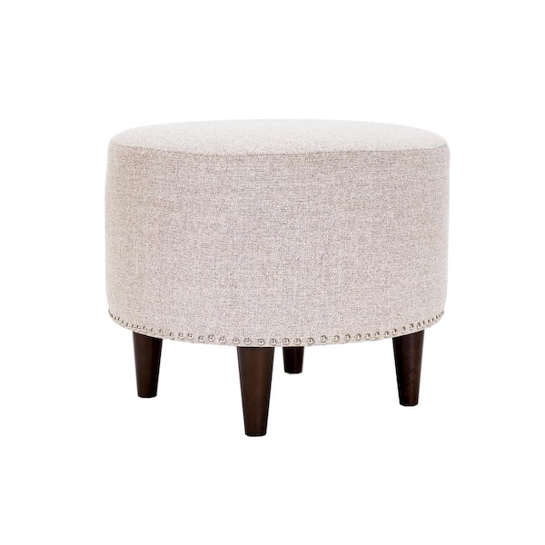 MJL Furniture Designs Sophia Nova Camel Round Upholstered Nail Trim Edging Ottoman