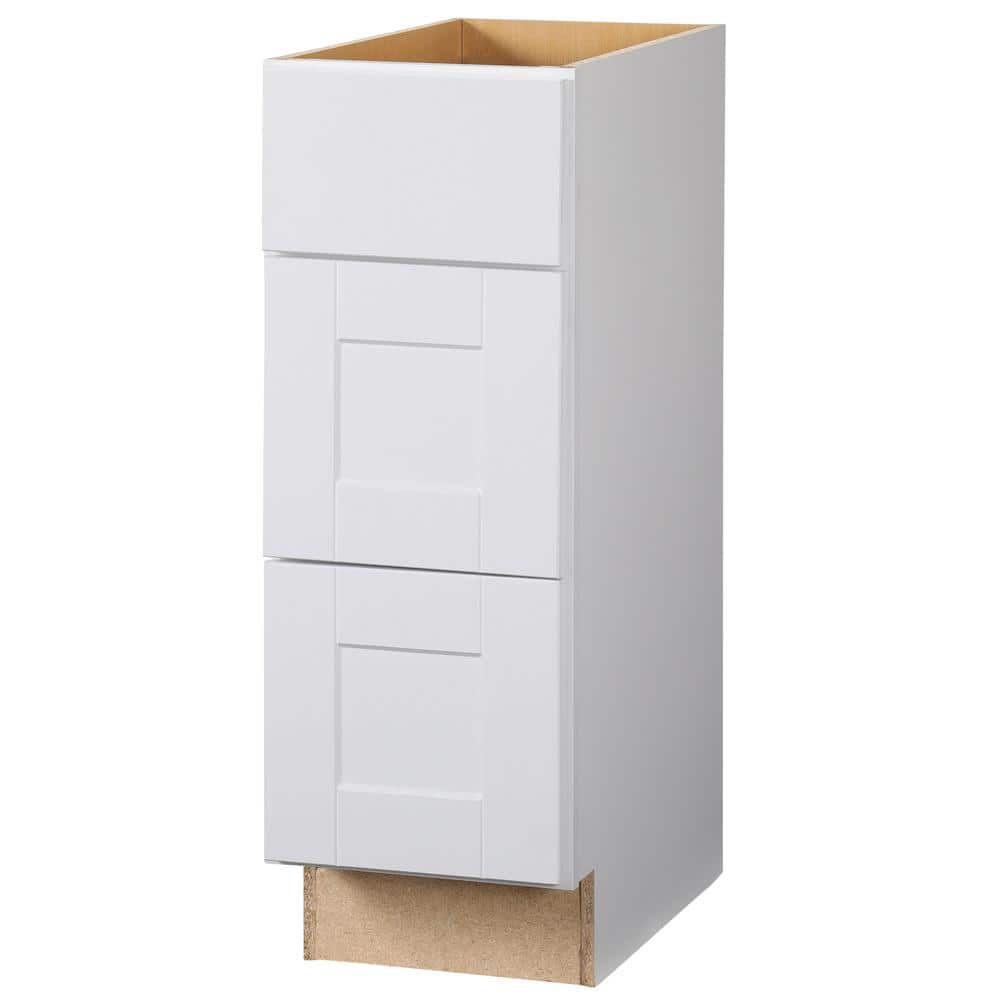 Reviews For Hampton Bay Shaker Assembled 12x345x21 In Bathroom Vanity Drawer Base Cabinet With Ball Bearing Drawer Glides In Satin White Kvdb12 Ssw The Home Depot