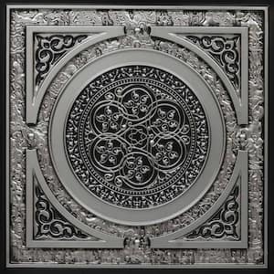 Steampunk Antique Silver 2 ft. x 2 ft. PVC Glue-up or Lay-in Faux Tin Ceiling Tile (200 sq. ft./case)