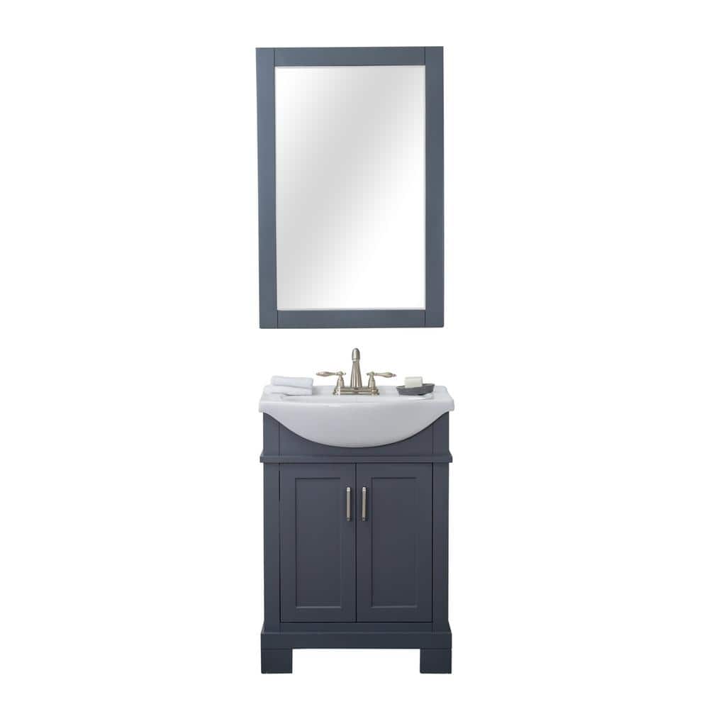 24 in. W x 17.5 in. D x 34.75 in. H Vanity in Gray with