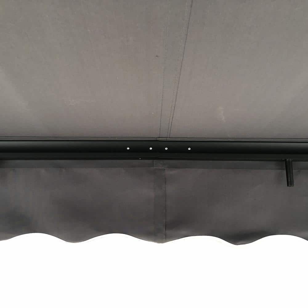 Black Motorized Retractable Patio Awning with Aluminum Frame, 10x8 ft