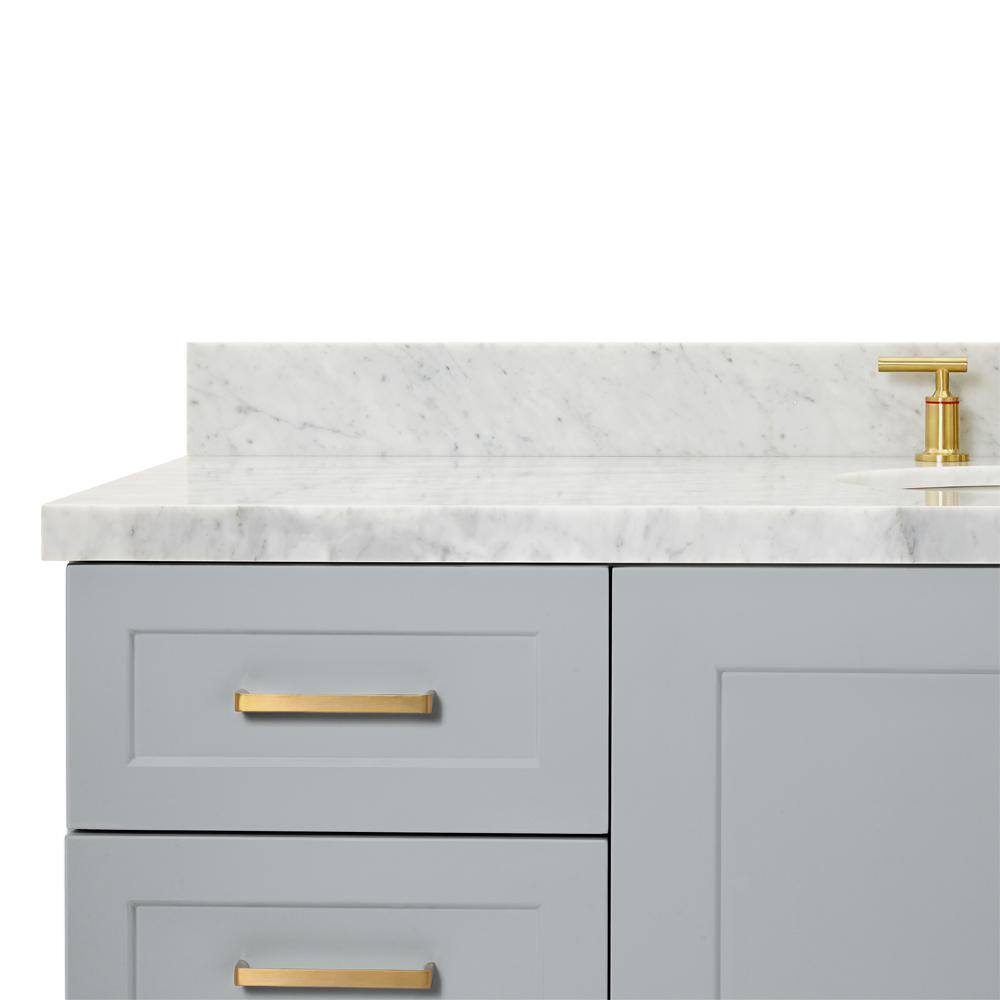 Taylor 61" Gray Freestanding Bath Vanity with Carrara Marble Top