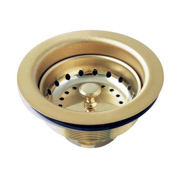 Kingston Brass Fresno Kitchen Sink Basket Strainer in Polished Brass
