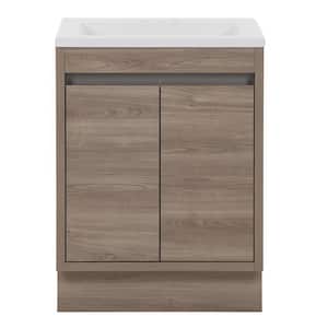 Raine 24 in. W x 19 in. D x 33 in. H Single Sink Freestanding Bath Vanity in Forest Elm with White Cultured Marble Top