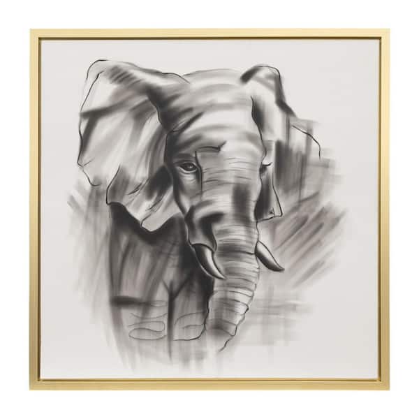 Gold Framed Elephant Beauty Canvas Art Print 71 in. x 71 in.