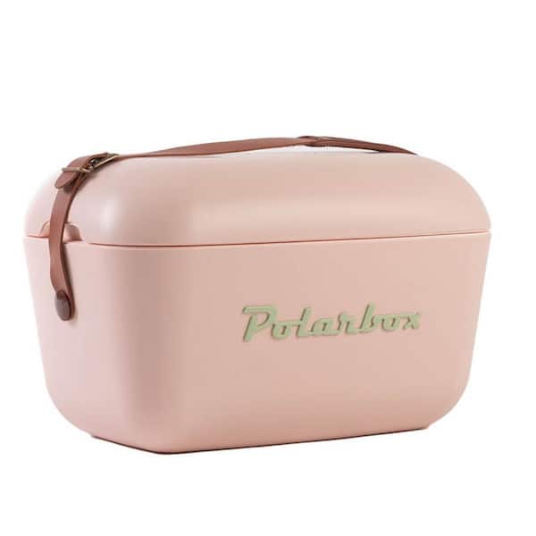 Polarbox 21 Qt. Classic Retro Vintage Style Cooler with Leather Strap in Nude- Olive Green