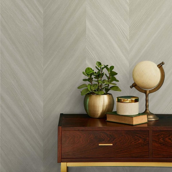 60.75 sq. ft. Bister Chevron Wood Embossed Vinyl Unpasted Wallpaper Roll