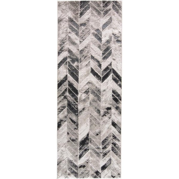 Weave & Wander Orin Gray/Silver 3 ft. x 8 ft. Geometric Runner Rug