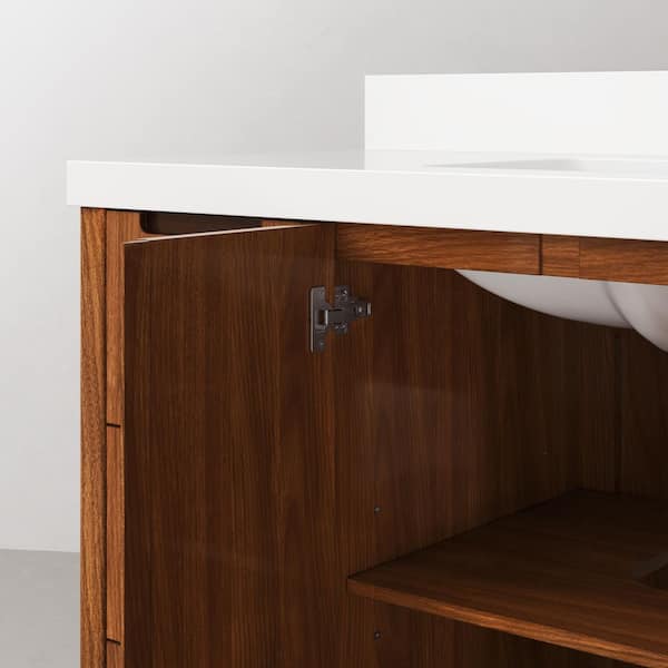 Sequoia 48 In. W x 22 in. D x 34.4 in. H Single Sink Bath Vanity in Noir Juglans with White Quartz Top