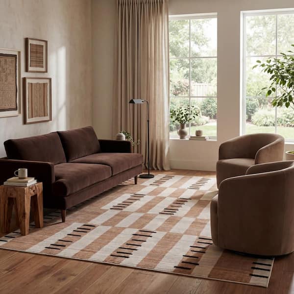Galisse Striped Washable Area Natural 3 ft. x 8 ft. Indoor Runner Rug