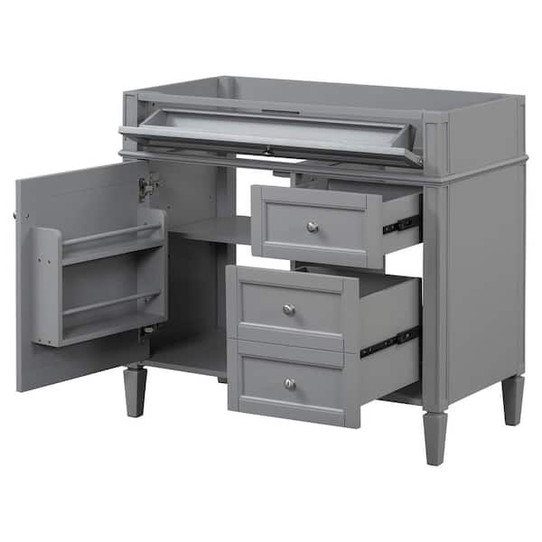 36 in. Bath Vanity Cabinet without Top in Gray with 2 Drawers and a Tip-out Drawer Unassembled