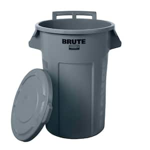 BRUTE 44 Gal. Grey Round Vented Wheeled Outdoor Trash Can For Restaurants/Offices/Warehouses/Commercial Environments