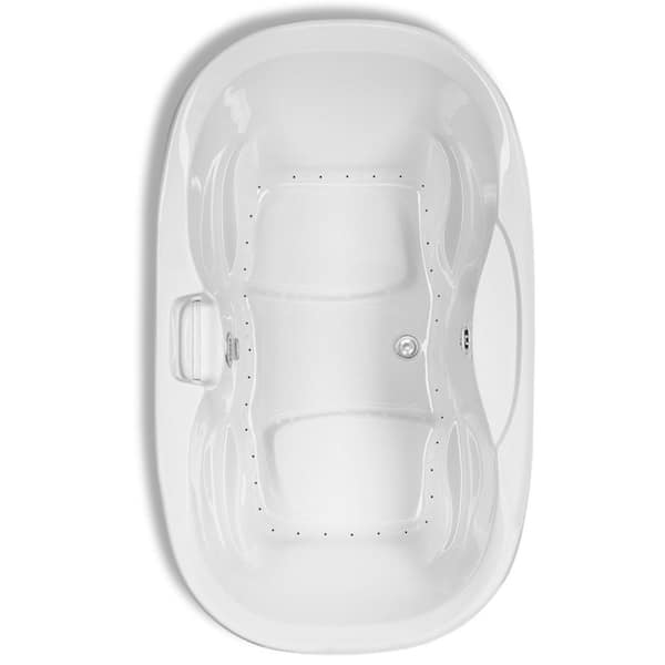 Aquatic Serenity 72 in. x 42 in. Oval Drop-In Air Bathtub Acrylic Center Drain with Chromatherapy in White