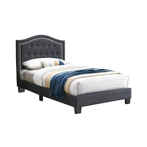 Fabric Upholstered Charcoal Twin Bed