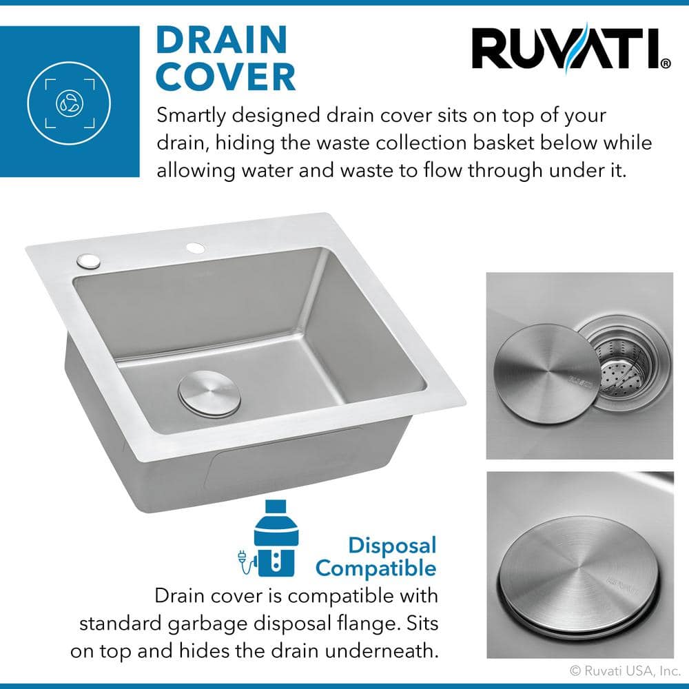 23 x 20 Inch Stainless Steel Drop-In Single Bowl Kitchen Sink