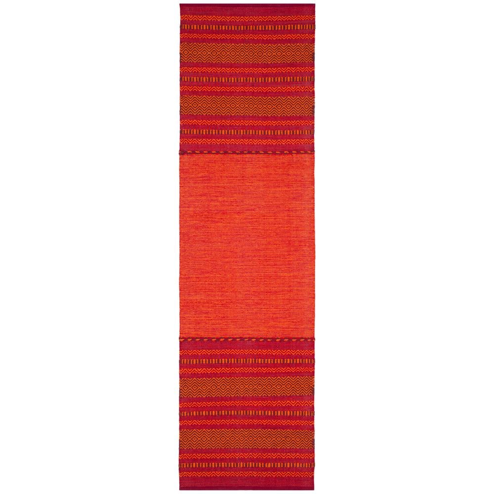 Handmade Red Cotton Flat Woven Runner Rug
