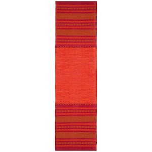Montauk Orange/Red 3 ft. x 6 ft. Solid Color Striped Runner Rug