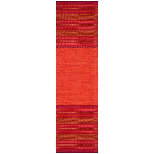 Montauk Orange/Red 3 ft. x 6 ft. Solid Color Striped Runner Rug