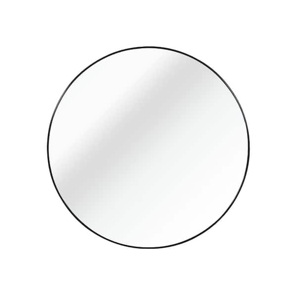 Unbranded 16 in. Small Round Metal Framed Classic Wall Mounted Bathroom Vanity Mirror in Black