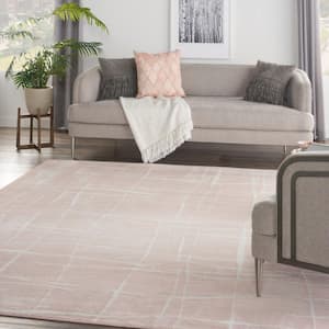 Whimsicle Pink Ivory 8 ft. x 10 ft. Abstract Contemporary Area Rug