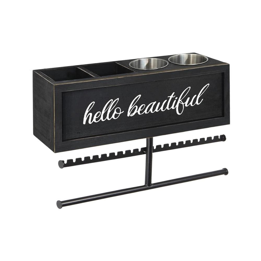 Wall Mounted Rustic Hair Dryer Holder, Hair Tool Organizer in Black for Flat Iron, Blow Dryer, Curling Iron price history on PriceWatchPro