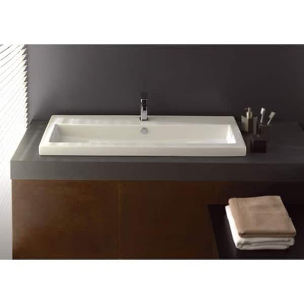 Nameeks Serie 40 Drop-In Ceramic Bathroom Sink Tecla 4003011A-One Hole ...