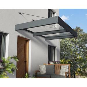 Sophia 5 ft. x 7 ft. Gray/Clear Door and Window Awning