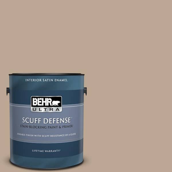 BEHR ULTRA 1 gal. #700D-4 Brown Teepee Extra Durable Satin Enamel Interior Paint & Primer