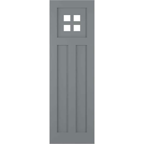 Ekena Millwork 12 in. x 31 in. True Fit PVC San Antonio Mission Style Fixed Mount Flat Panel Shutters Pair in Ocean Swell