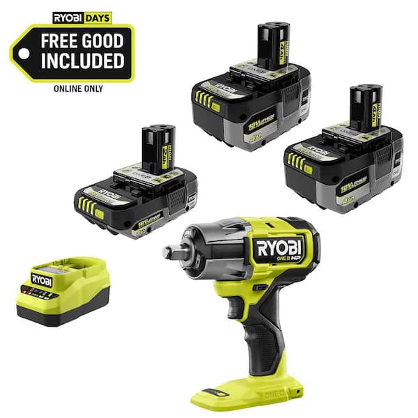 ONE+ 18V HIGH PERFORMANCE Kit w/ (2) 4.0 Ah Batteries, 2.0 Ah Battery, Charger, & FREE ONE+ Brushless 1/2" Impact Wrench