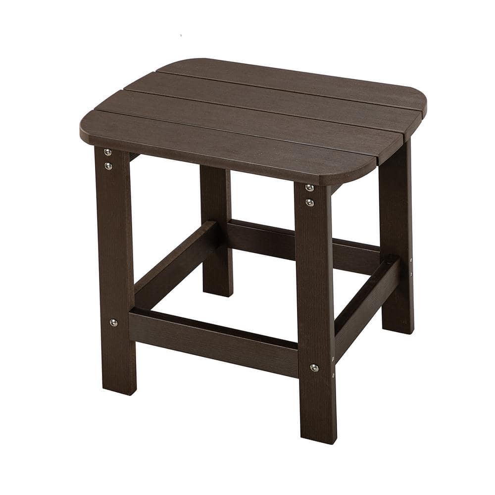 Sudzendf Brown Plastic Outdoor Side Table for Patio, Backyard, Pool