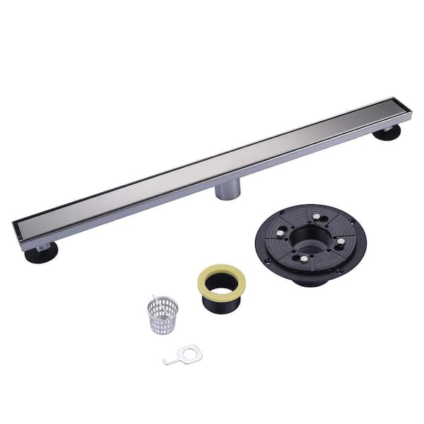 WOWOW 32 in. Linear Shower Drain in Brushed Nickel with Removable Cover Grate