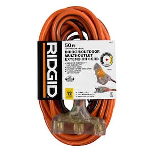 50 ft. 12/3 Heavy Duty Indoor/Outdoor Extension Cord with Tritap Lighted End, Orange/Grey