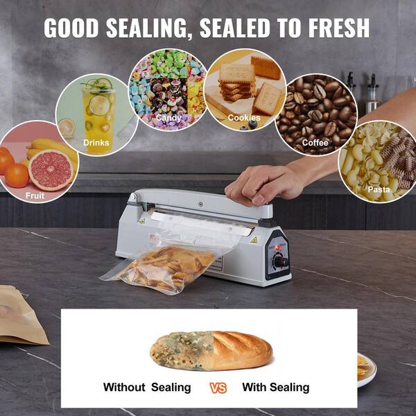 VEVOR Impulse Sealer 8 in. Manual Food Vacuum Sealer Machine with