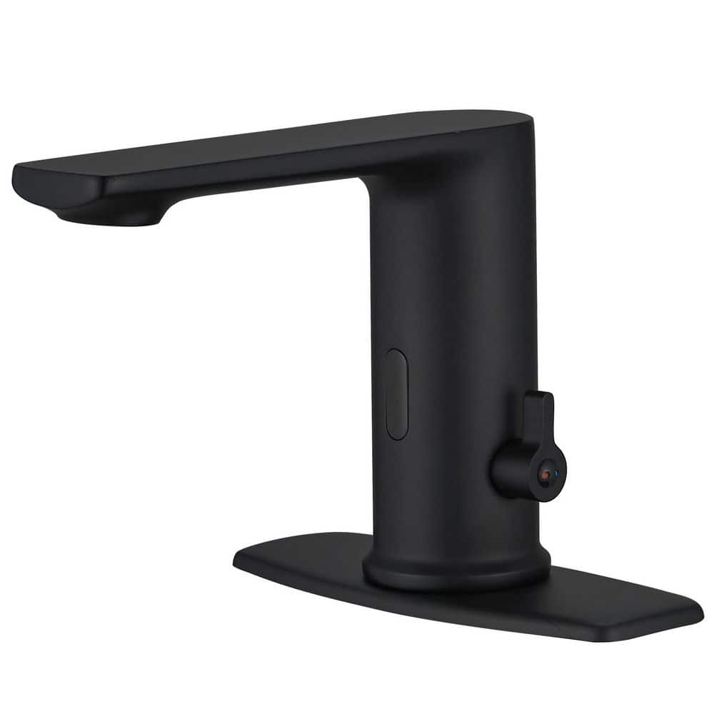 Automatic Sensor Touchless Single Hole Bathroom Sink Faucet with Deck Plate in Matte Black price history on PriceWatchPro