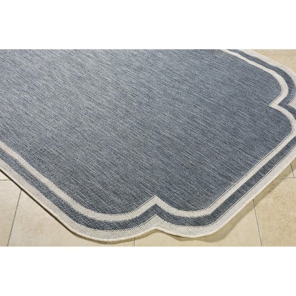 Miami Beach Blue Traditional Solid Color 5 ft. 3 in. x 7 ft. Indoor/Outdoor Area Rug
