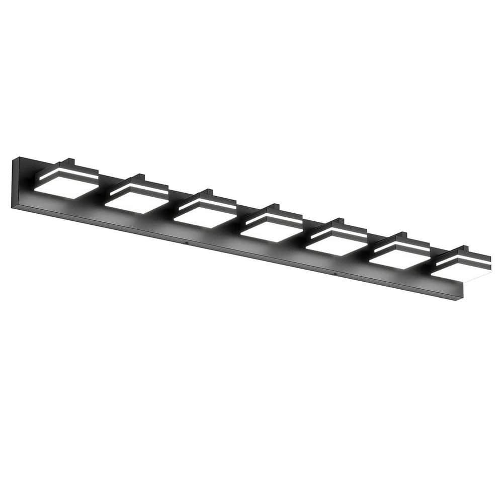 48 in. 7-Light LED Black Bathroom Vanity Light, Dimmable 5500K with Acrylic Lampshade price history on PriceWatchPro