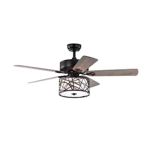 52 in. Smart Indoor/Outdoor Matte Black Ceiling Fan with Remote Control and 5 Blades Reversible Motor Low Profile Fan