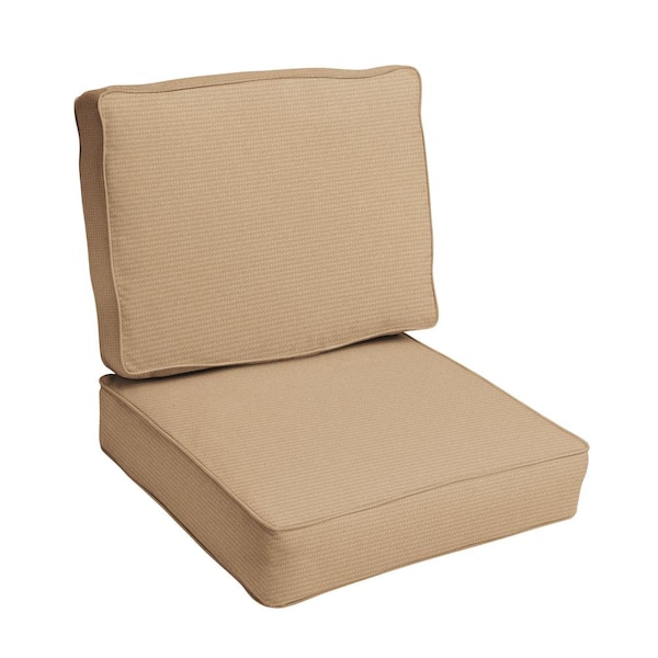 SORRA HOME 27 x 23 x 5 (2-Piece) Deep Seating Outdoor Dining Chair Cushion in ETC Fawn